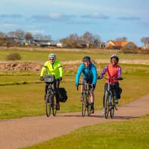 Three cyclists on a cycling tour in the UK